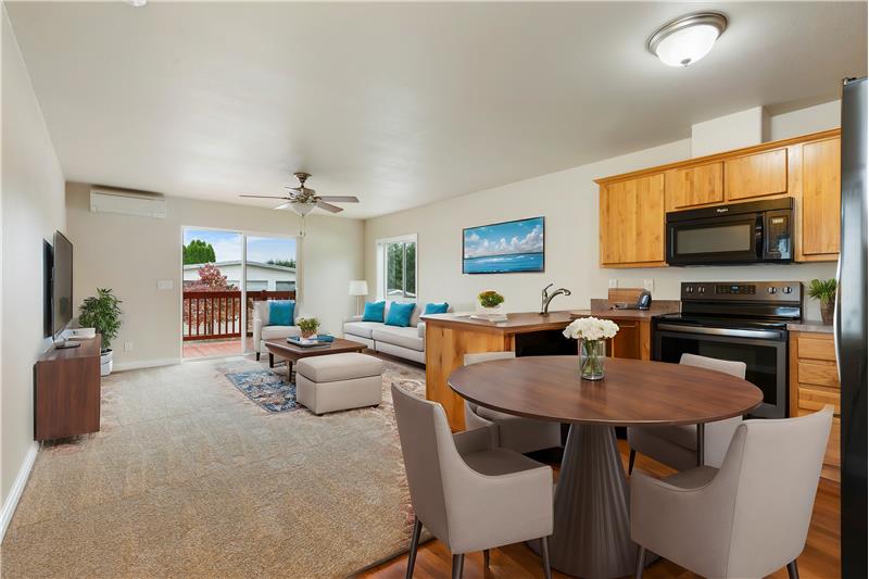 Open kitchen and living room.