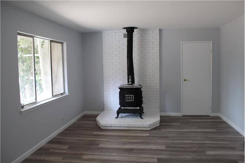 Wood-Burning Stove-Type Fireplace in Living Room