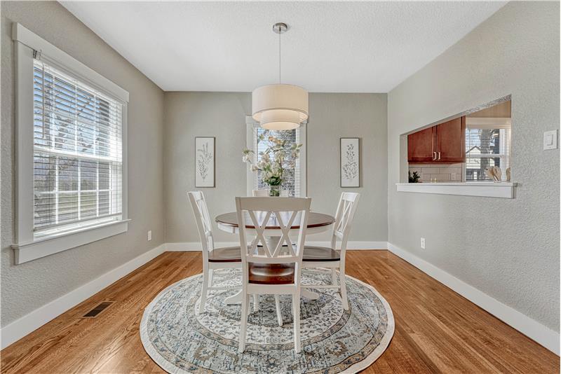 Dining Room with pass-through window to kitchen