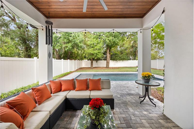 Covered Back Patio with Pavers