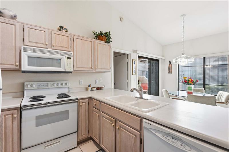 open kitchen to eating area