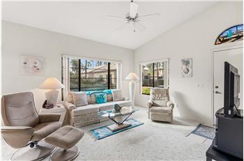 Living room with vaulted ceilings