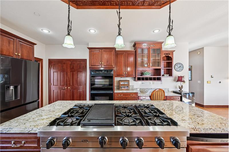 Gas cooktop with grill and downdraft