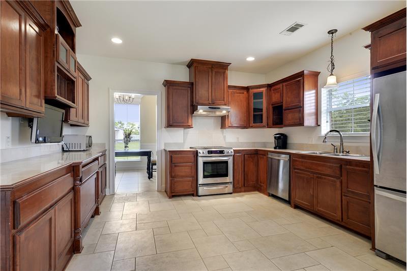 Stainless appliances, has a built-in tv too! 
