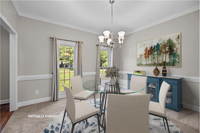 Formal dining room ideal for entertaining and holiday gatherings.
