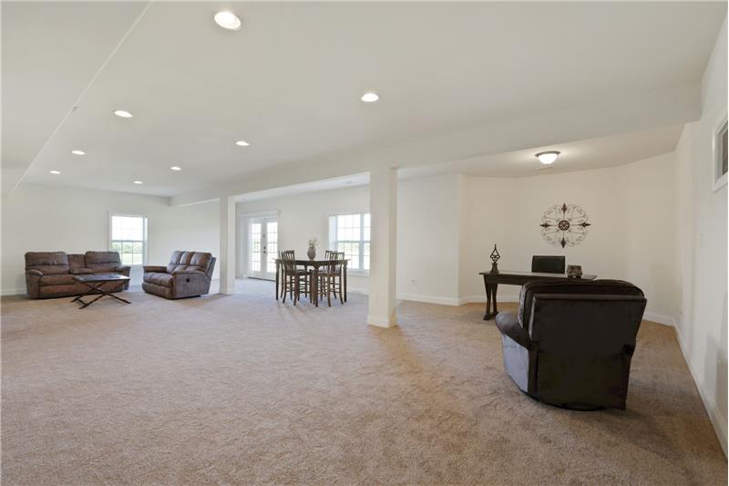 Expansive Rec Room in Walk Out Level Basement