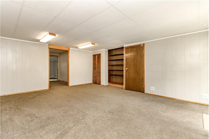 Family room, storage closets