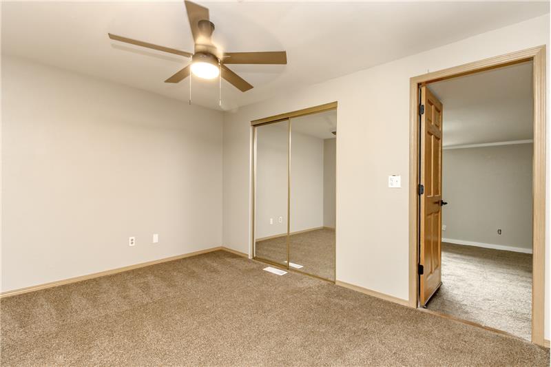 Office with closet to bonus room