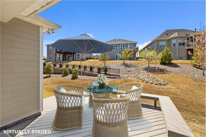 Deck: just perfect for al fresco dining. (Virtually Staged)