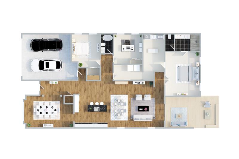 3-D Floor Plan: Open floor plan has functional and efficient design.