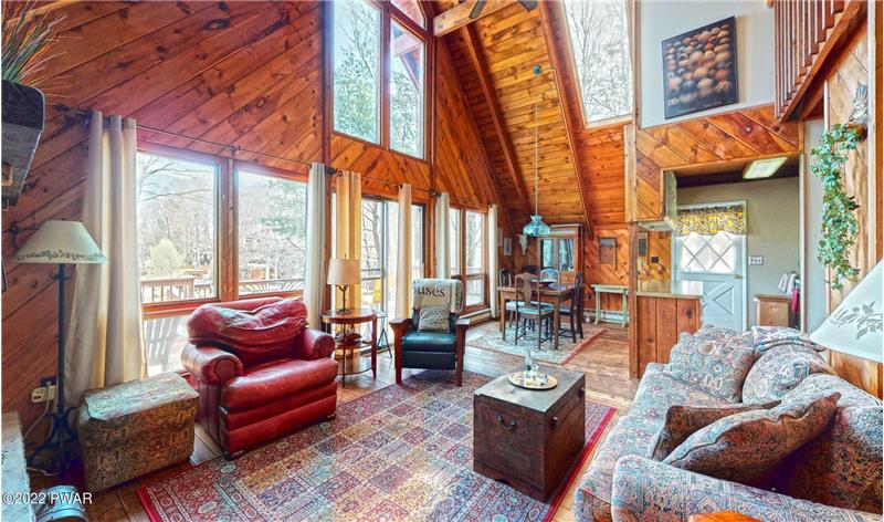 Living Room with Stunning Cathedral Ceiling