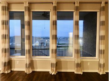 Living area view with remote control blinds