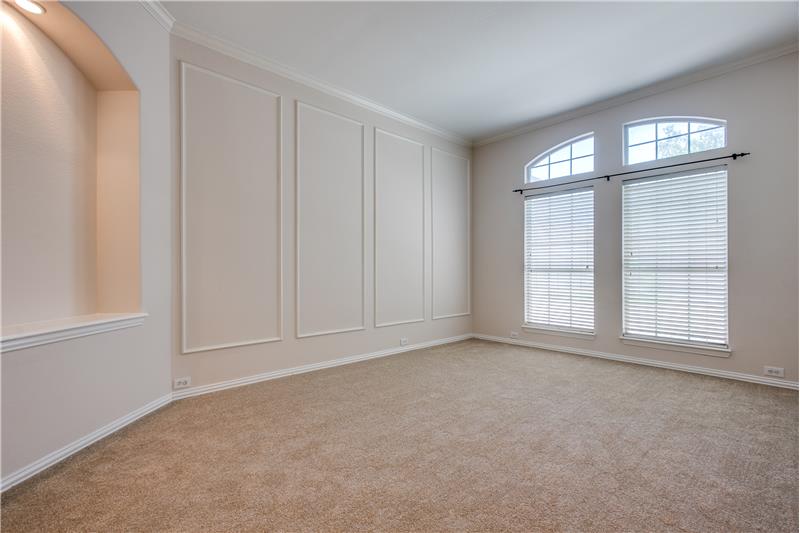 Living room with brand new paint and carpet!