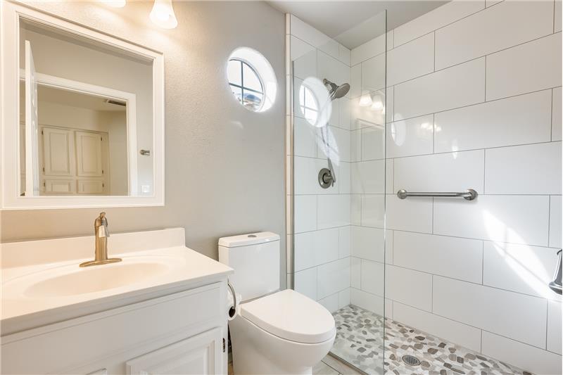 hall bathroom custom no curb shower