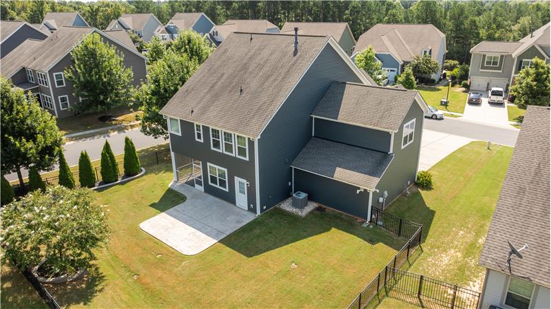 Aerial view of back of home