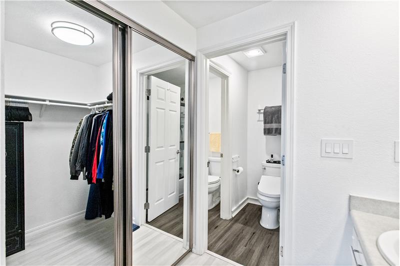 Spacious walk in closet to the left.