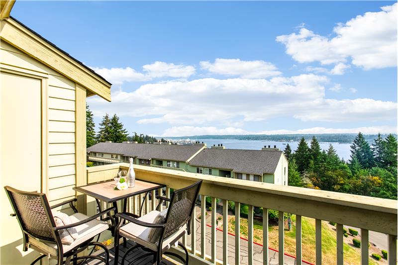 Great view from the unit to enjoy a glass of wine. There is extra storage on the deck.