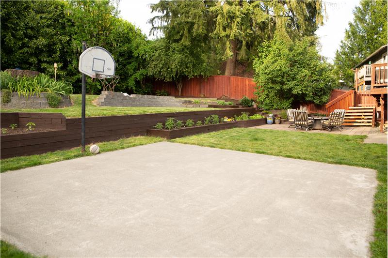 Backyard basketball court.