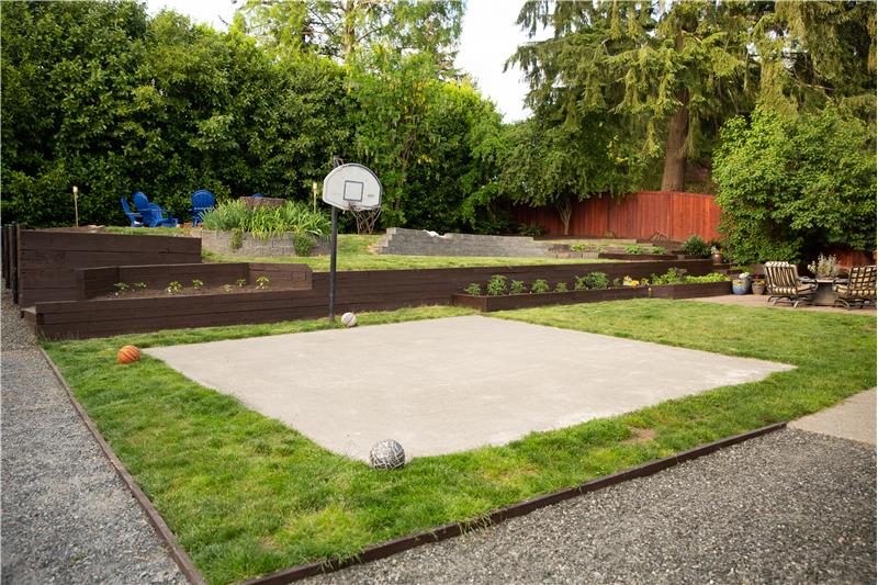 Backyard basketball court, another view.