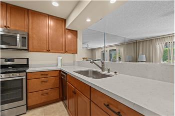 Quartz Counters and Stainless Steel applainces in Kitchen