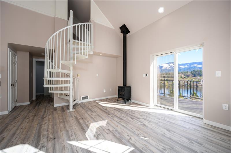 Staircase to upper loft bedroom