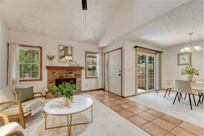 Bright, open floor plan with vaulted ceilings and lots of natural sunlight throughout the home.