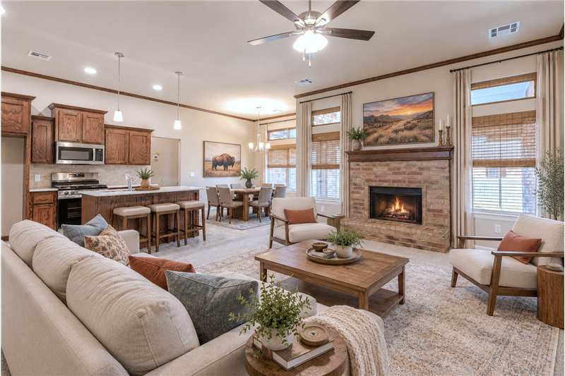 Virtually staged to help show the possibilities of the space. Furniture and dcor are not included.