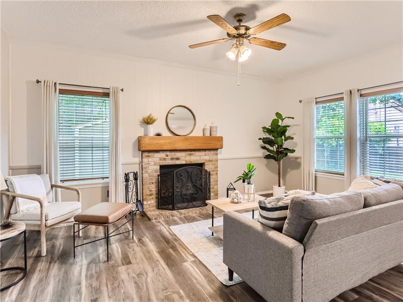 Hang out by the wood-burning fireplace during the cooler Colorado months.
