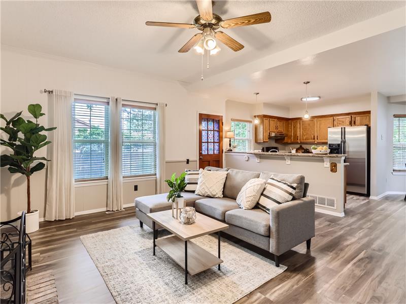 Open concept design at it's best! Guests relax in the 'family