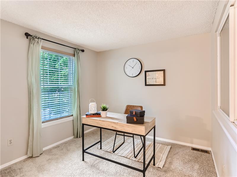This office is located off the primary suite; it can also be used as a nursery, sitting area, library or meditation room
