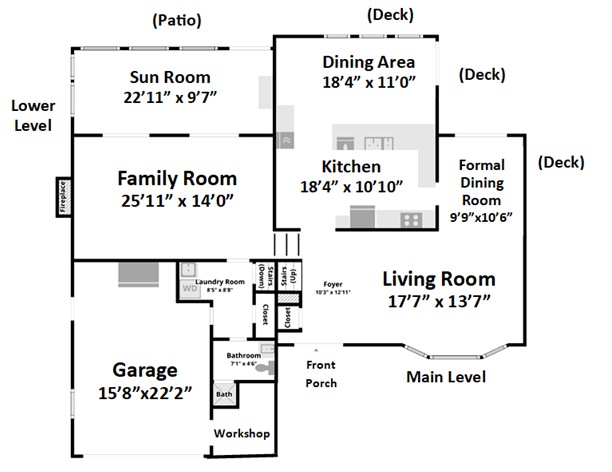 Main and lower level floor plan