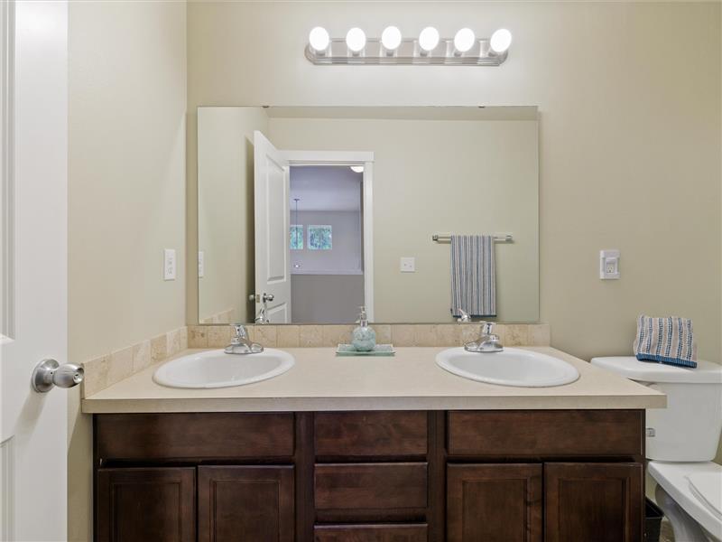 Dual sinks in the main bathroom