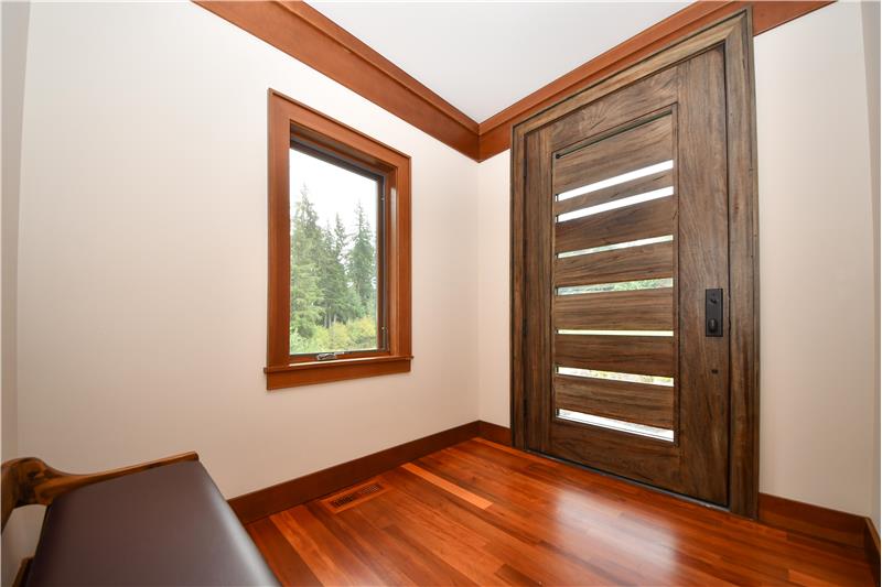 Inside view of custom-built entry door.