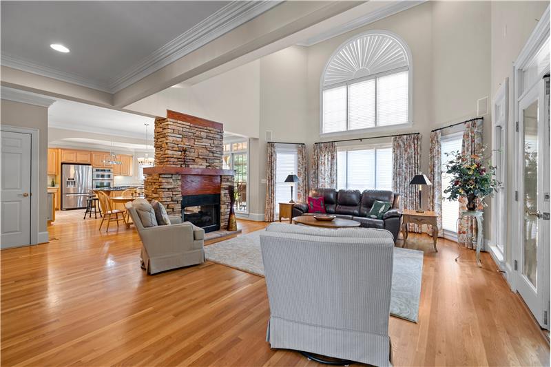 2-story great room flooded with natural light.