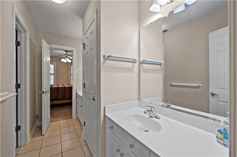 Jack & Jill bathroom shared by two of the bedrooms on second floor.