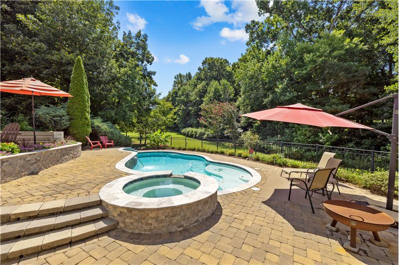 Custom built pool and spa area are a natural extension of living and entertaining areas in the home.