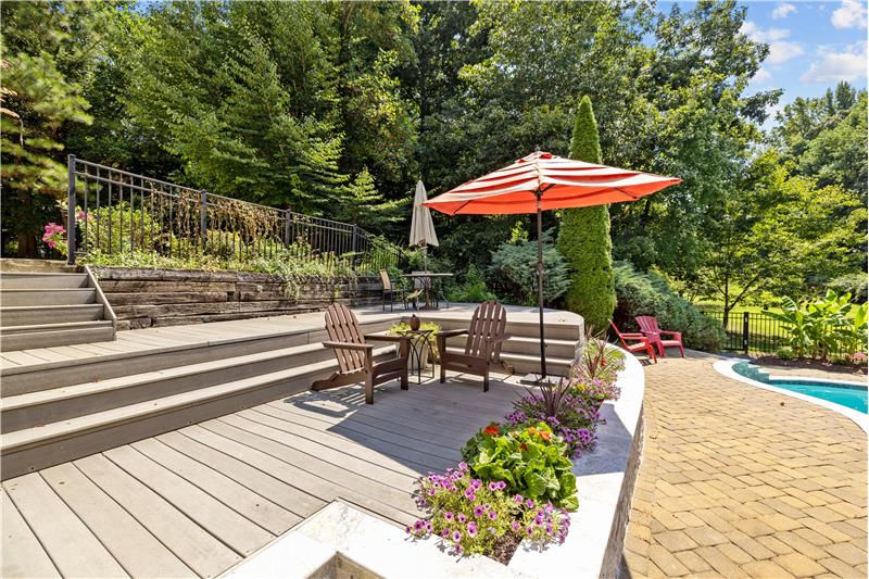 Multiple areas for relaxing and enjoying private outdoor living space.