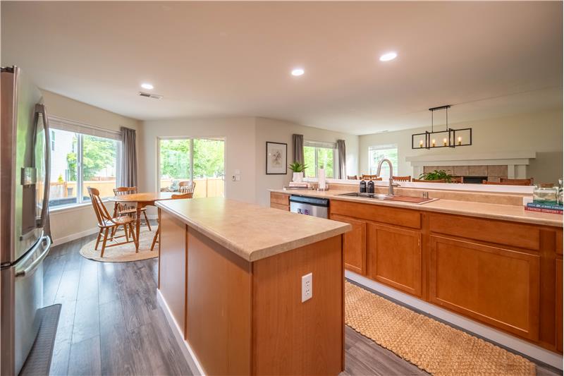 Large country kitchen with huge island!
