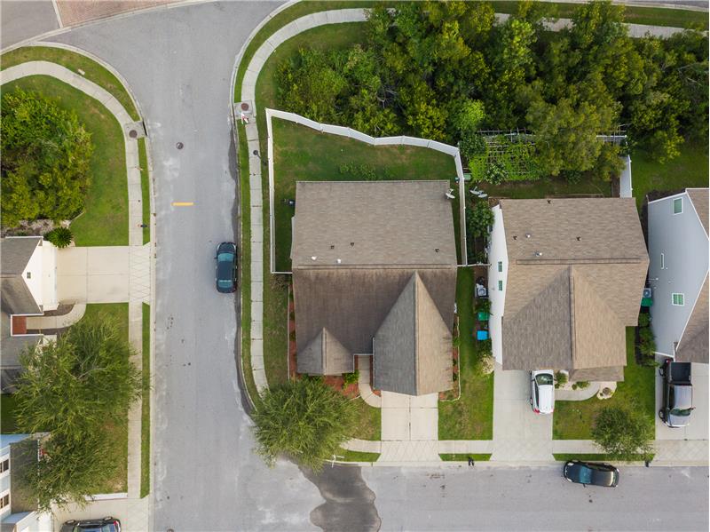 Aerial view of corner home