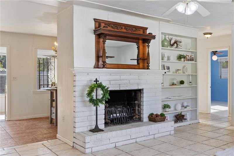 Original wood burning fireplace