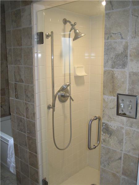 Step-In Stall Shower in Hall Bathroom