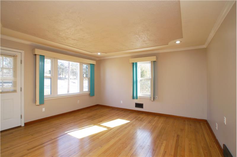 Great room with gleaming floors