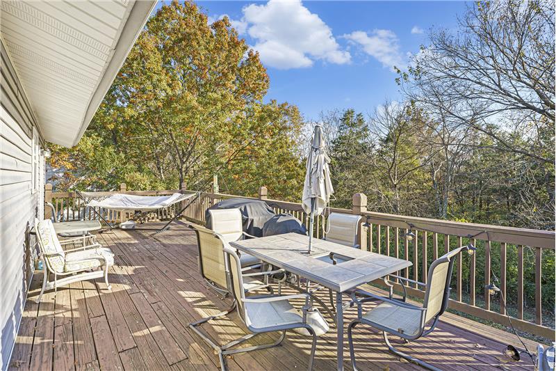 Deck overlooking the back yard