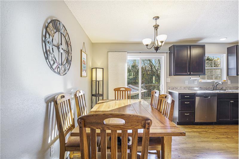 Dining area with updated light fixture