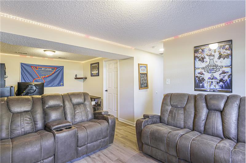 Family room in lower level