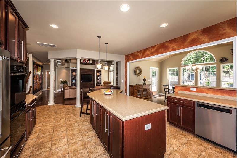 Double wall ovens are a great feature in this kitchen if you love to entertain.