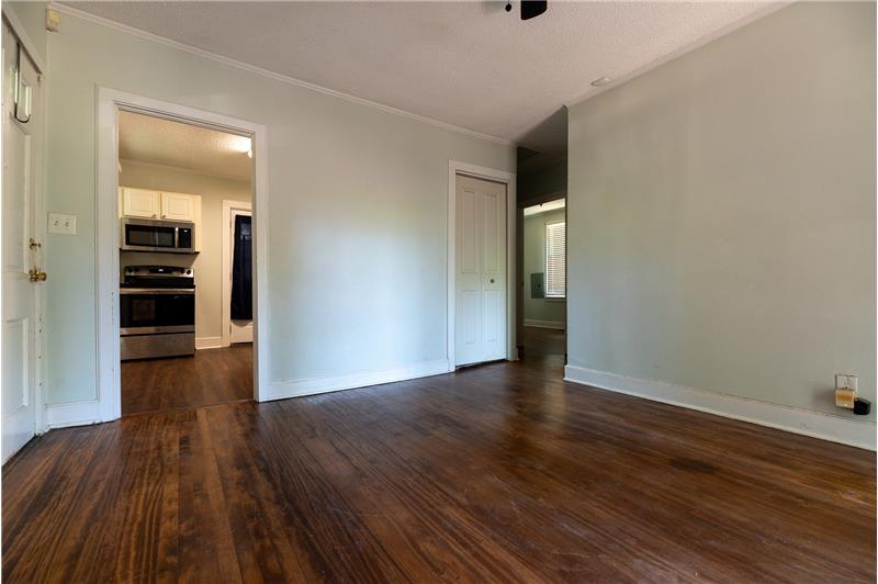 Living area into the kitchen