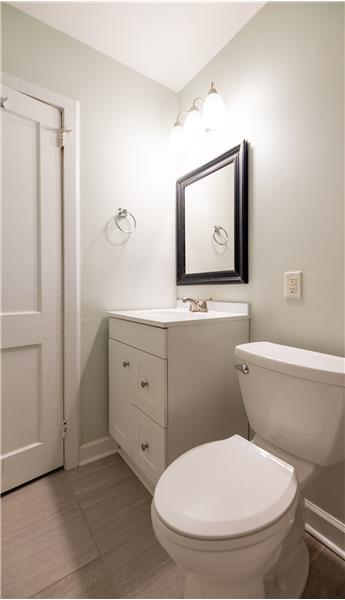 Updated vanity, lighting and mirror