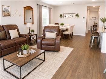 Living Space with Dining Space 
Staged for online photos