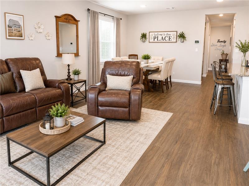 Living Space with Dining Space 
Staged for online photos